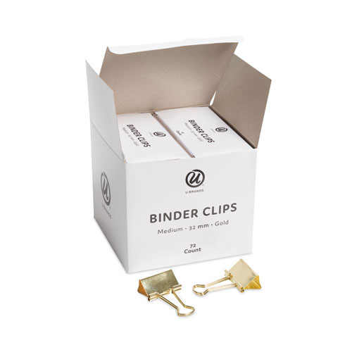 Image of U Brands Binder Clips, Medium, Gold, 72/Pack