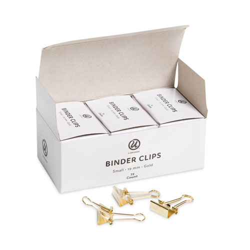 Binder Clips, Small, Gold, 72/Pack