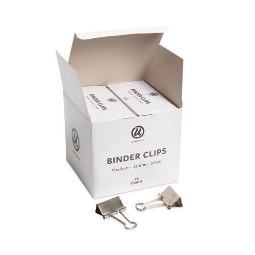 Image of U Brands Binder Clips, Medium, Silver, 72/Pack