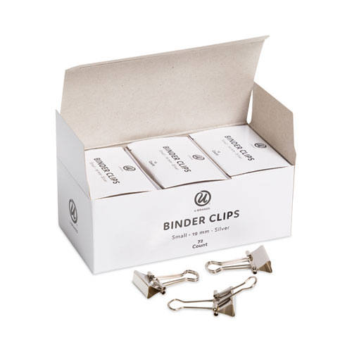 Image of U Brands Binder Clips, Small, Silver, 72/Pack