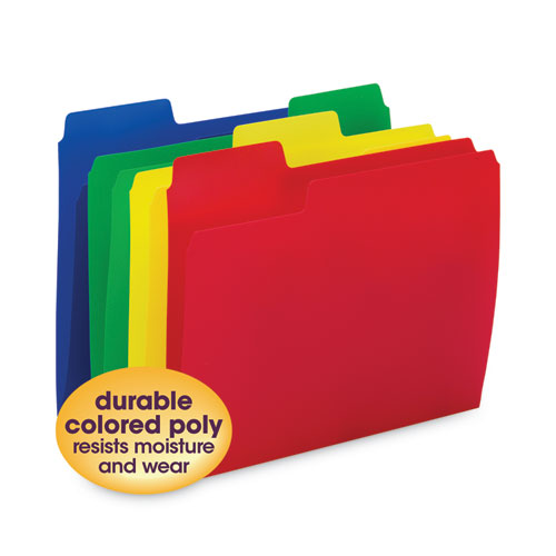 Image of Smead™ Supertab Top Tab File Folders, 1/3-Cut Tabs: Assorted, Letter Size, 0.75" Expansion, Polypropylene, 12/Pack