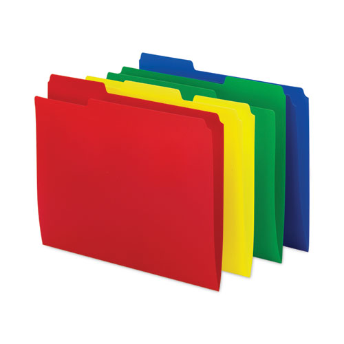 Image of Smead™ Top Tab Poly Colored File Folders, 1/3-Cut Tabs: Assorted, Letter Size, 0.75" Expansion, Assorted Colors,12/Pack
