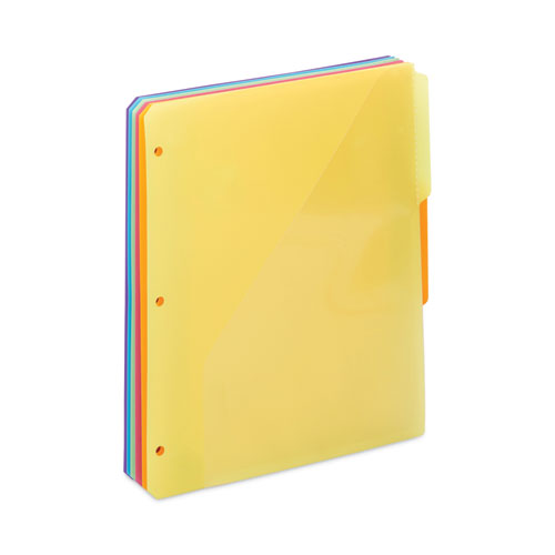 Three-Ring Binder Poly Index Dividers with Pocket, 9.75 x 11.25, Assorted Colors, 30/Box