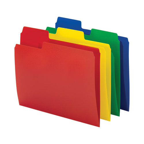 Image of Smead™ Supertab Top Tab File Folders, 1/3-Cut Tabs: Assorted, Letter Size, 0.75" Expansion, Polypropylene, 12/Pack