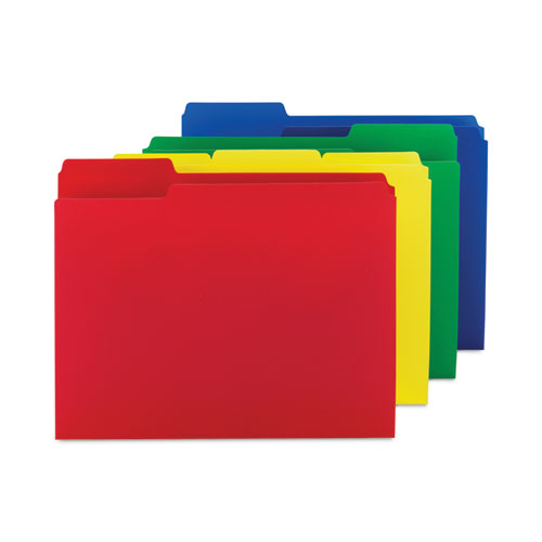 Smead™ Top Tab Poly Colored File Folders, 1/3-Cut Tabs: Assorted, Letter Size, 0.75" Expansion, Assorted Colors,12/Pack
