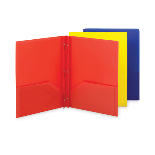 Image of Smead™ Poly Two-Pocket Folder With Fasteners, 130-Sheet Capacity, 11 X 8.5, Assorted, 6/Pack