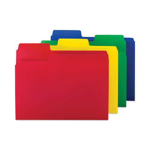 SuperTab Top Tab File Folders, 1/3-Cut Tabs: Assorted, Letter Size, 0.75" Expansion, Polypropylene, 12/Pack