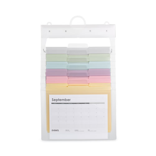 Cascading Wall Organizer, 6 Sections, Letter Size, 14.25" x 24.25", Blue, Clear, Gray, Green, Orange, Pink, Purple