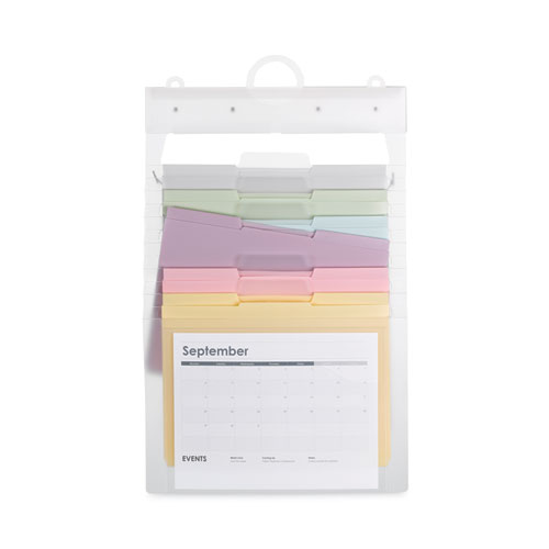 Cascading Wall Organizer, 6 Sections, Letter Size, 14.25" x 24.25", Blue, Clear, Gray, Green, Orange, Pink, Purple