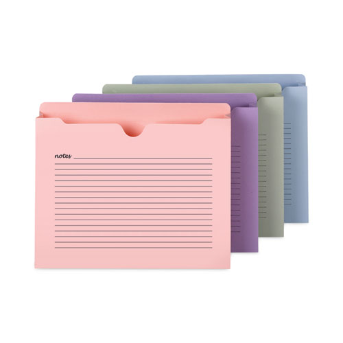 Smead™ Notes File Jackets, Straight Tab, 2" Expansion, Letter Size, Assorted Colors, 12/Pack