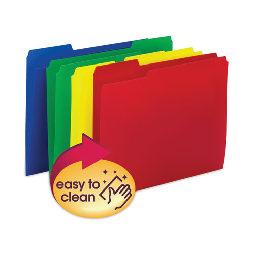 Image of Smead™ Top Tab Poly Colored File Folders, 1/3-Cut Tabs: Assorted, Letter Size, 0.75" Expansion, Assorted Colors,12/Pack