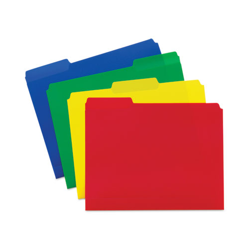 Top Tab Poly Colored File Folders, 1/3-Cut Tabs: Assorted, Letter Size, 0.75" Expansion, Assorted Colors,12/Pack
