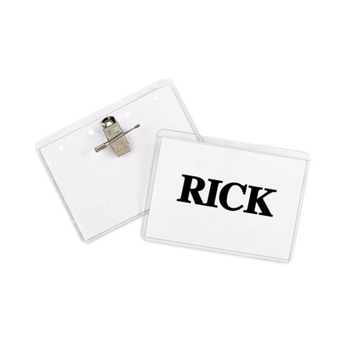 Image of C-Line® Name Badge Kits, Top Load, 4 X 3, Clear, Combo Clip/Pin, 50/Box