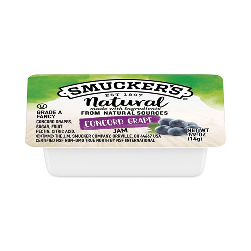 Smuckers 1/2 Ounce Natural Jam, 0.5 oz Container, Concord Grape, 200/Carton