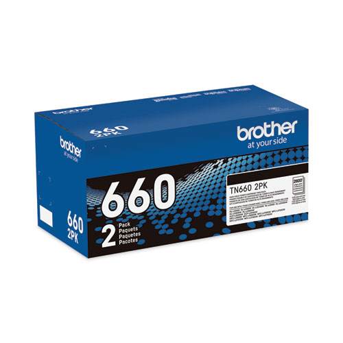 Image of Brother Tn6602Pk High-Yield Toner, 2,600 Page-Yield, Black, 2/Pack