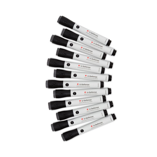 Image of U Brands U-Defense Antimicrobial Dry-Erase Markers, Broad Chisel Tip, Black, 12/Pack