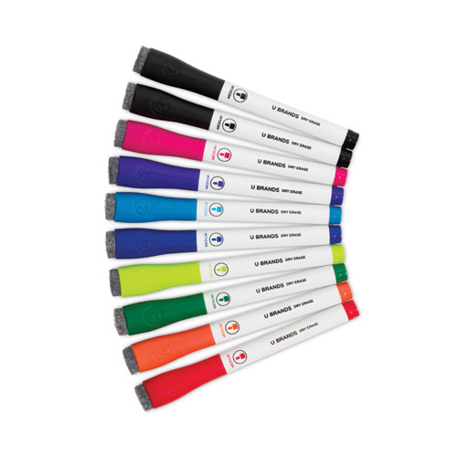 Image of U Brands Medium Point Dry Erase Markers, Medium Chisel Tip, Assorted Colors, 10/Pack