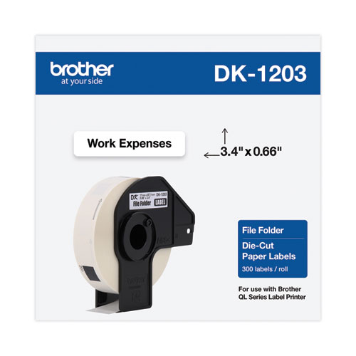 Image of Brother Die-Cut File Folder Labels, 0.66" X 3.4", White, 300 Labels/Roll