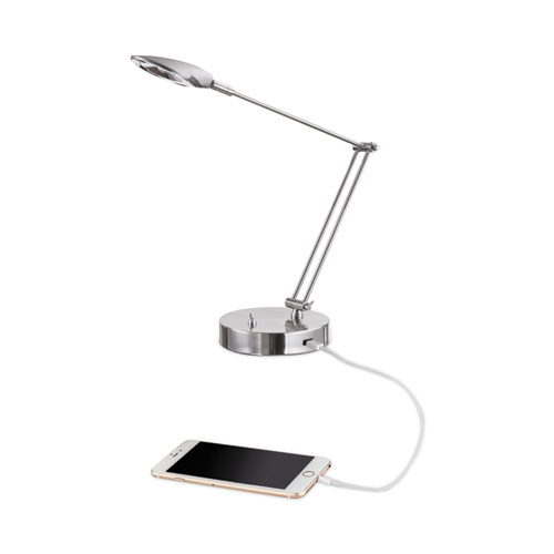Image of Alera® Adjustable Led Task Lamp With Usb Port, 11W X 6.25D X 26H, Brushed Nickel