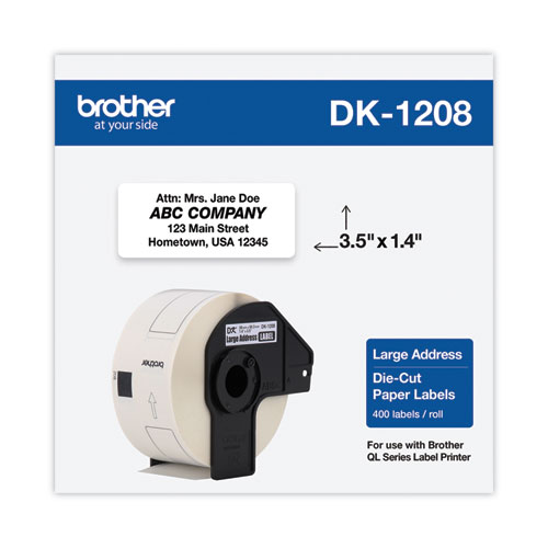 Image of Brother Die-Cut Address Labels, 1.4" X 3.5", White, 400 Labels/Roll