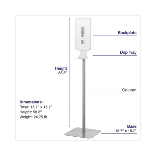 FIT Touch Free Dispenser Floor Stand, 15.7 x 15.7 x 58.3, White