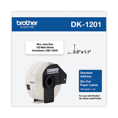 Brother Die-Cut Address Labels, 1.1" X 3.5", White, 400 Labels/Roll