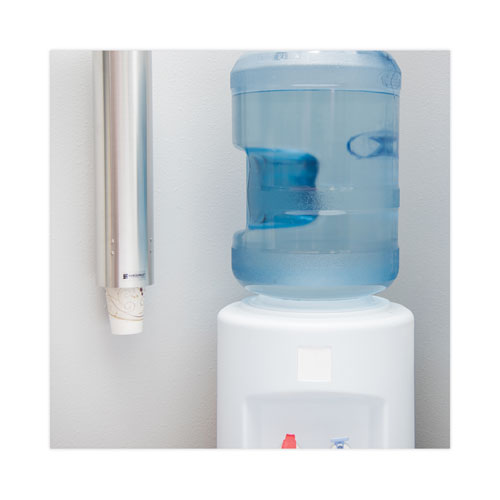Water Cup Dispenser with Removable Cap, For 4.5 oz to 7 oz Cone and 6 oz to 12 oz Flat Cups, Stainless Steel, 6/Carton