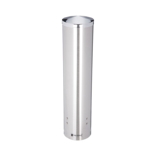 Water Cup Dispenser with Removable Cap, For 4.5 oz to 7 oz Cone and 6 oz to 12 oz Flat Cups, Stainless Steel, 6/Carton