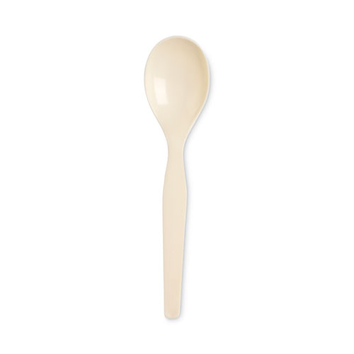 Image of SmartStock Plastic Cutlery Refill, Soup Spoon, 6", Series-O Mediumweight, Beige, 40/Pack, 24 Packs/Carton