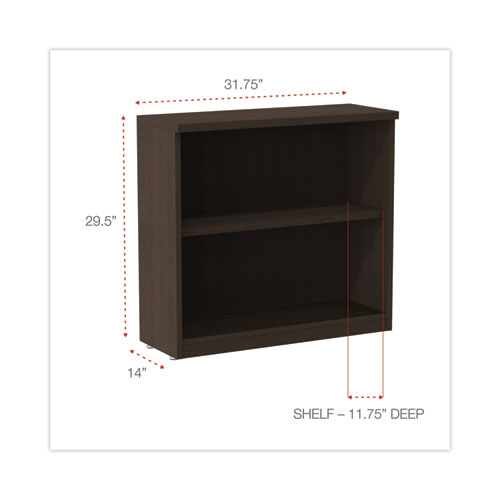 Alera Valencia Series Bookcase, Two-Shelf, 31.75w x 14d x 29.5h, Espresso