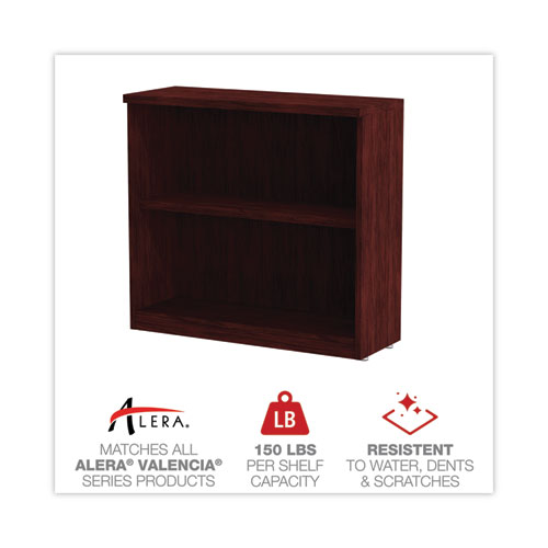 Alera Valencia Series Bookcase, Two-Shelf, 31.75w x 14d x 29.5h, Mahogany