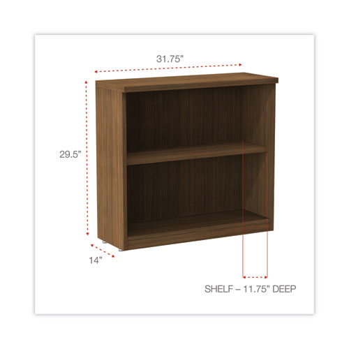 Image of Alera® Valencia Series Bookcase,Two-Shelf, 31.75W X 14D X 29.5H, Modern Walnut
