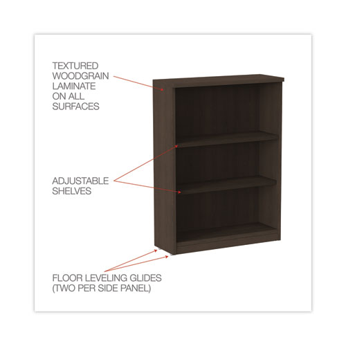 Image of Alera® Valencia Series Bookcase, Three-Shelf, 31.75W X 14D X 39.38H, Espresso