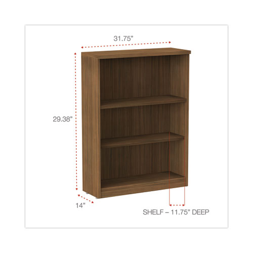 Image of Alera® Valencia Series Bookcase, Three-Shelf, 31.75W X 14D X 39.38H, Modern Walnut