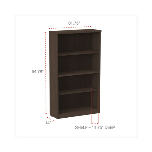 Image of Alera® Valencia Series Bookcase, Four-Shelf, 31.75W X 14D X 54.88H, Espresso