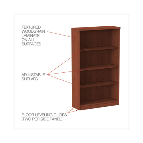 Alera Valencia Series Bookcase, Four-Shelf, 31.75w x 14d x 54.88h, Medium Cherry