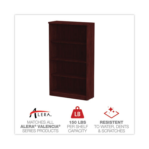 Alera Valencia Series Bookcase, Four-Shelf, 31.75w x 14d x 54.88h, Mahogany