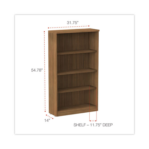 Image of Alera® Valencia Series Bookcase, Four-Shelf, 31.75W X 14D X 54.88H, Modern Walnut
