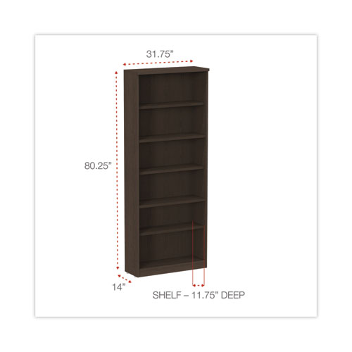 Image of Alera® Valencia Series Bookcase, Six-Shelf, 31.75W X 14D X 80.25H, Espresso