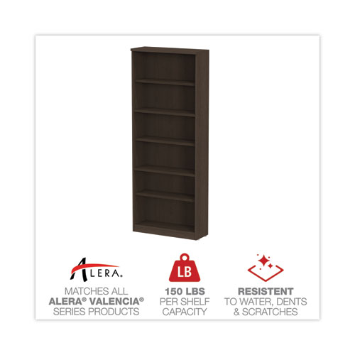 Image of Alera® Valencia Series Bookcase, Six-Shelf, 31.75W X 14D X 80.25H, Espresso