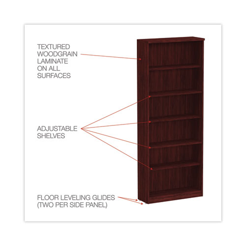 Image of Alera® Valencia Series Bookcase, Six-Shelf, 31.75W X 14D X 80.25H, Mahogany