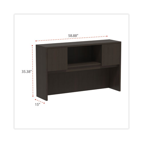 Image of Alera® Valencia Series Hutch With Doors, 4 Compartments, 58.88W X 15D X 35.38H, Espresso