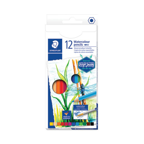 Staedtler® Watercolor Pencils, 2.9 mm, HB (#2), Assorted Lead and Barrel Colors, 12/Pack