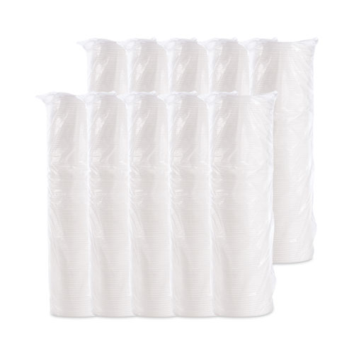 Plastic Lids, Fits 8 oz to 10 oz Hot/Cold Foam Cups, Vented, White, 100/Pack, 10 Packs/Carton