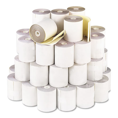 Image of Iconex™ Impact Printing Carbonless Paper Rolls, 0.69" Core, 3.25" X 80 Ft, White/Canary, 60/Carton