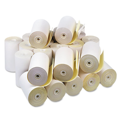 Image of Iconex™ Impact Printing Carbonless Paper Rolls, 4.5" X 90 Ft, White/Canary, 24/Carton