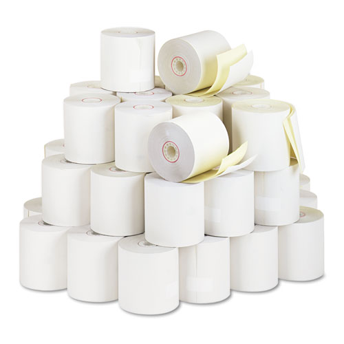Image of Iconex™ Impact Printing Carbonless Paper Rolls, 2.75" X 90 Ft, White/Canary, 50/Carton