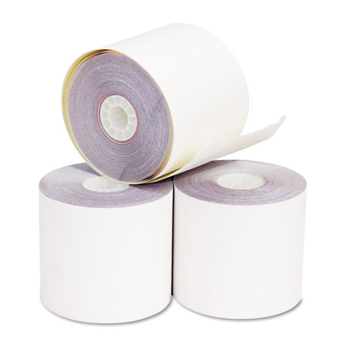 Image of Iconex™ Impact Printing Carbonless Paper Rolls, 2.25" X 70 Ft, White/Canary, 50/Carton