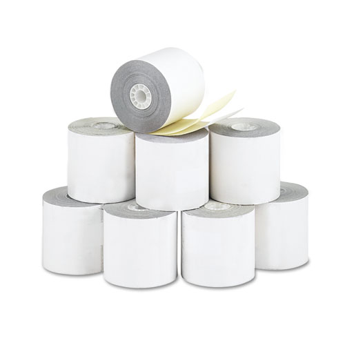 Image of Iconex™ Impact Printing Carbonless Paper Rolls, 2.25" X 70 Ft, White/Canary, 10/Pack