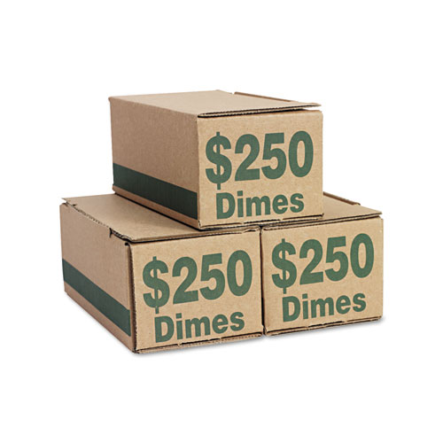 Image of Iconex™ Corrugated Cardboard Coin Storage With Denomination Printed On Side, 8.06 X 3.31 X 3.19,  Green